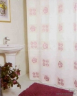 DIPLON - Zuhanyfüggöny függönykarikával, 180x200cm - Textil, rózsaszín virágos (CN7308)