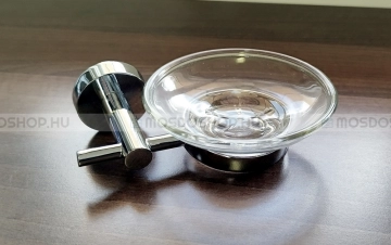 DIPLON Falra szerelhető szappantartó - Krómozott, víztiszta üveg (SE01951)