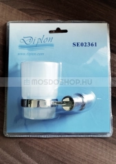 DIPLON Fürdőszobai pohártartó - 1-es - Falra szerelhető, opálos pohárral, krómozott tartóval  (SE02361)