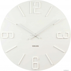 KARLSSON - RELIEF XL WHITE - Falióra - 60 cm - Fehér - Fa, műanyag