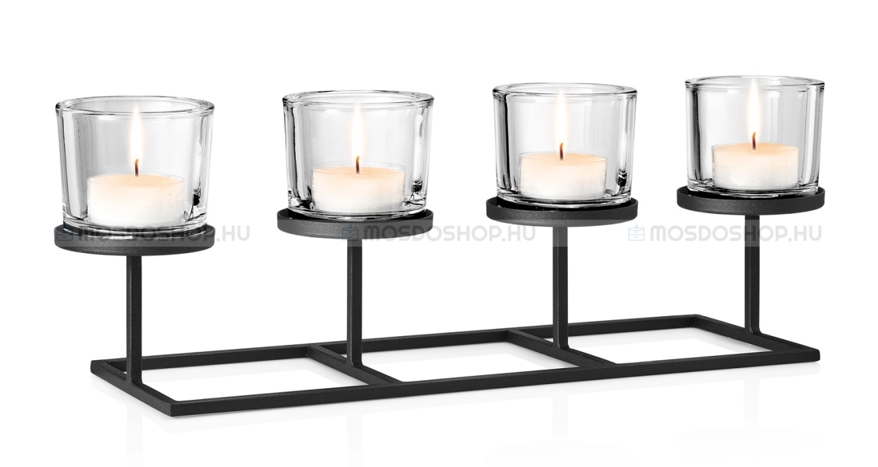 BLOMUS - NERO - 4-es mécses vagy gyertyatartó - Porfestett acél, üveg