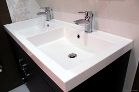 MARMY - IMOLA - Dupla mosdó, mosdókagyló - Szögletes - 120x50 cm - Pultba, bútorba süllyeszthető