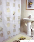 DIPLON - Zuhanyfüggöny függönykarikával - Textil - Sárga-barna virágmintás (CN7305)