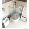 AQUALINE - ARLEN - Íves zuhanykabin - Tolóajtós, alacsony - BRICK üvegből