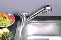 AQUALINE - KASIOPEA - Álló mosogató csaptelep kihúzható zuhanyfejjel - Krómozott