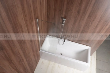 AQUALINE VILMA Nyíló 140x60 cm transparent - Átlátszó transparent üveg, krómozott alumínium - Kádparaván
