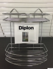 DIPLON - Fürdőszobai rácsos polc, tusfürdőtartó - 2 szintes - Krómozott (SZ8810)