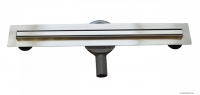 AREZZO DESIGN - Alacsony zuhanyfolyóka, padlóösszefolyó acél fedlappal - Keskeny - 50 cm