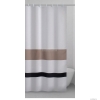 GEDY - LIVING - Textil zuhanyfüggöny függönykarikával 120x200 cm - Szövet - Fehér, barna-fekete csíkkal