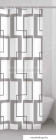 GEDY - TECNO - Textil zuhanyfüggöny függönykarikával - 180x200 cm - Szövet - Szürke, geometria mintás