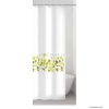 GEDY - VIVAIO - Textil zuhanyfüggöny függönykarikával - 240x200 cm - Szövet - Fehér-zöld, levél mintás