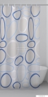 GEDY - CIOTOLI - PVC zuhanyfüggöny függönykarikával - 180x200 cm - Vinyl - Fehér, kék geometriai mintás