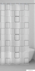 GEDY - DOMINO - PVC zuhanyfüggöny függönykarikával 120x200 cm - Vinyl - Fehér, szürke domino alakzatos