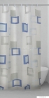 GEDY - FRAME - PVC zuhanyfüggöny függönykarikával 180x200 cm - Vinyl - Fehér, szürke, kék geometriai mintás