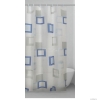 GEDY - FRAME - PVC zuhanyfüggöny függönykarikával 240x200 cm - Vinyl - Fehér, szürke, kék geometriai mintás