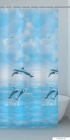 GEDY - JUMP - PVC zuhanyfüggöny függönykarikával - 240x200 cm - Vinyl - Delfin és tenger mintás