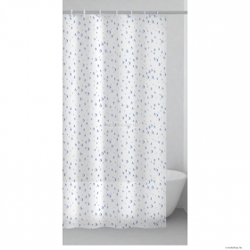 GEDY - RUGIADA - PVC zuhanyfüggöny függönykarikával - 240x200 cm - Vinyl - Fehér, csepp mintás
