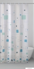 GEDY - SCHEMA - PVC zuhanyfüggöny függönykarikával - 120x200 cm - Vinyl - Türkiz geometriai mintás