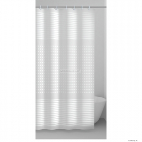 GEDY - TIC-TOC - PVC zuhanyfüggöny függönykarikával - 180x200 cm - Vinyl - Fehér, mintás