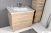 AQUALINE - VEGA - Mosdószekrény, fürdőszoba mosdó bútor 82x67,5cm - Fiókos - Sonoma tölgy - Kerámia mosdóval (ZUNO)-85 cm