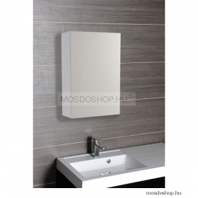 AQUALINE - VEGA - Fürdőszobai tükrös pipereszekrény, 50x70cm, jobbos ajtóval - Selyemfényű fehér MDF