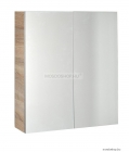 AQUALINE - VEGA - Fürdőszobai tükrös pipereszekrény, dupla ajtóval, 60x70 cm - Sonoma tölgy színű MDF