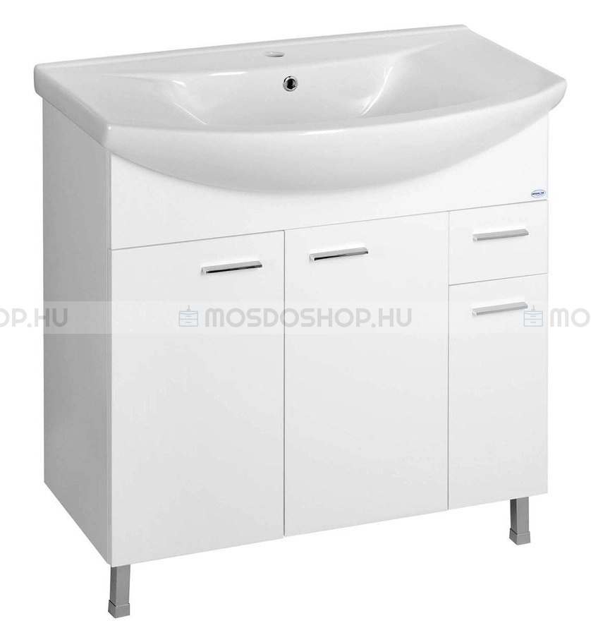 AQUALINE ZOJA - Mosdószekrény, fürdőszoba mosdó bútor 82x74cm - Ajtós és fiókos - Kerámia mosdókagylóval (ZERO)-86 