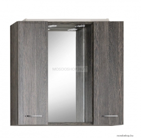 AQUALINE - ZOJA - Tükrös fürdőszobai szekrény, pipere szekrény LED világítással 70x60cm - 2 szekrénnyel - Mali wenge színű