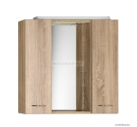 AQUALINE - ZOJA - Tükrös fürdőszobai szekrény, pipere szekrény LED világítással 70x60cm - 2 szekrénnyel - Sonoma tölgy