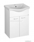 AQUALINE - KERAMIA FRESH - Mosdószekrény, fürdőszoba mosdó bútor 74x51cm - Magasfényű fehér, duplaszárnyú, nyílóajtós - Kerámia mosdóval (ZARA)-54 cm