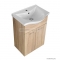 AQUALINE - KERAMIA FRESH - Mosdószekrény, fürdőszoba mosdó bútor 74x51cm - Duplaszárnyú, nyílóajtós - Sonoma tölgy színű  - Kerámia mosdóval-54 cm