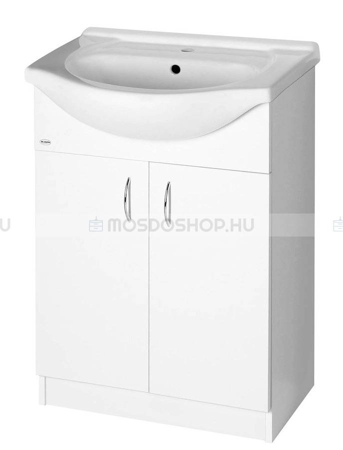 AQUALINE SIMPLEX ECO - Mosdószekrény, fürdőszoba mosdó bútor 83,5x63 cm (selyemfényű fehér)- Kerámia mosdókagylóval