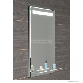AQUALINE - Fürdőszobai fali tükör LED világítással (felül) - Üvegpolccal - 80x50 cm