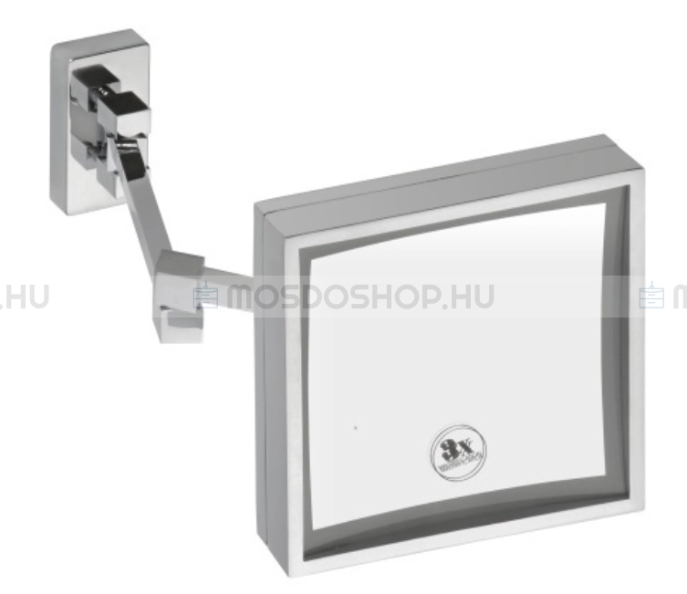 BEMETA - Fali kozmetikai tükör LED világítással - Szögletes, nagyítós, kihajthatós - 20,5x20,5 cm - Krómozott réz (112101208)
