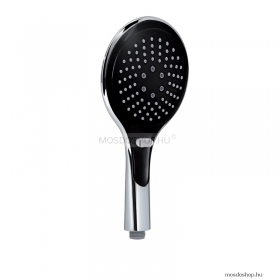 GEDY - TENDENCE - Kézi zuhanyfej - Háromfunkciós - D13,5 cm - Kerek, lapos fej - Víztakarékos - Krómozott-fekete ABS (GYHS10501)