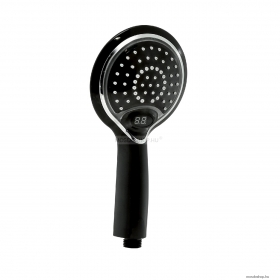 GEDY - THERMO LIGHT - Kézi zuhanyfej - Egyfunkciós, LED világítással, digitális vízhőmérséklet kijelzővel - Fekete ABS