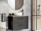 AREZZO BÚTOR - CARMEL - Mosdószekrény, alsószekrény 2 fiókkal - 90cm - Lakkozott, magasfényű antracit (mosdó nélkül)