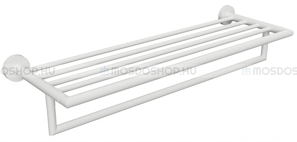 BEMETA WHITE - Fali törölközőtartó polc 6 db tartórúddal - 50cm - Matt fehér (104219074)