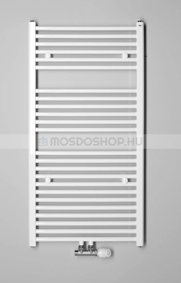 AQUALINE - Fürdőszobai radiátor (ELM36), törölközőszárítós radiátor középső bekötéssel - 693 W - Egyenes - 132,2x60cm - Fehér
