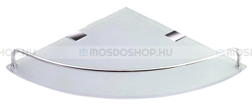 AQUALINE RUMBA - Fürdőszobai sarokpolc - 250x250 mm - Falra szerelhető - Átlátszó üveg