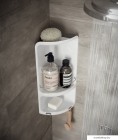 AQUALINE - CAESAR - Fürdőszobai sarokpolc (tusfürdőtartó) zuhanyzóba - 2 szintes - Fehér műanyag