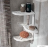 AQUALINE - OSCAR - Fürdőszobai sarokpolc (tusfürdőtartó) zuhanyzóba - 3 szintes - Fehér műanyag (8579)
