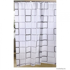 AQUALINE - PVC zuhanyfüggöny függönykarikával 180x180 cm - Négyzet mintás (ZV013)