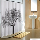 AQUALINE - PVC zuhanyfüggöny függönykarikával 180x200 cm - Fa mintás (ZP008)