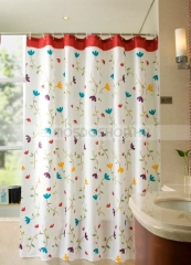 AQUALINE PVC zuhanyfüggöny függönykarikával 180x200 cm Színes virágmintás (ZP007) - Fehér alapon színes virágminta - Műanyag (PVC) - Zuhanyfüggöny műanyag - pvc
