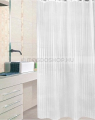 AQUALINE PVC zuhanyfüggöny függönykarikával 180x200 cm (ZP001) - Fehér csíkos - Műanyag (PVC) - Zuhanyfüggöny műanyag - pvc