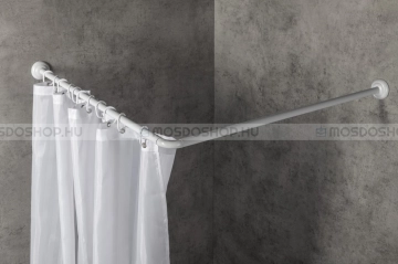 AQUALINE Sarok zuhanyfüggöny tartó rúd - 90x90cm, L alakú - Vágható - Fehér alumínium
