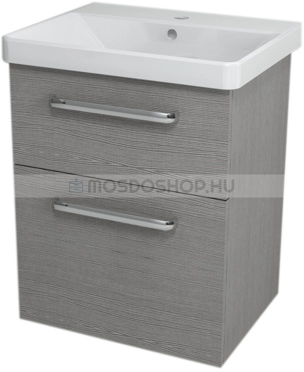 SAPHO THEIA - Fali mosdószekrény, alsószekrény 2 fiókkal, 56x70cm - Ezüst tölgy színű MDF (mosdókagyló nélkül)