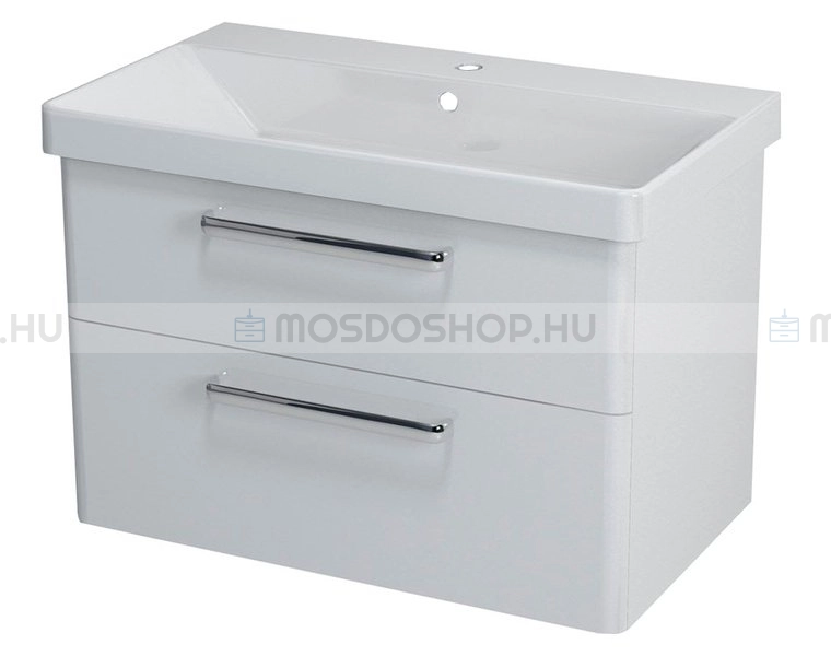 SAPHO THEIA - Fali mosdószekrény, alsószekrény 2 fiókkal, 75,6x50cm - Magasfényű fehér MDF (mosdókagyló nélkül)