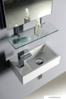 SAPHO - AMAROK - Öntött márvány mosdó, mosdókagyló, balos - 40x22cm - Pultra, bútorra, falra szerelhető